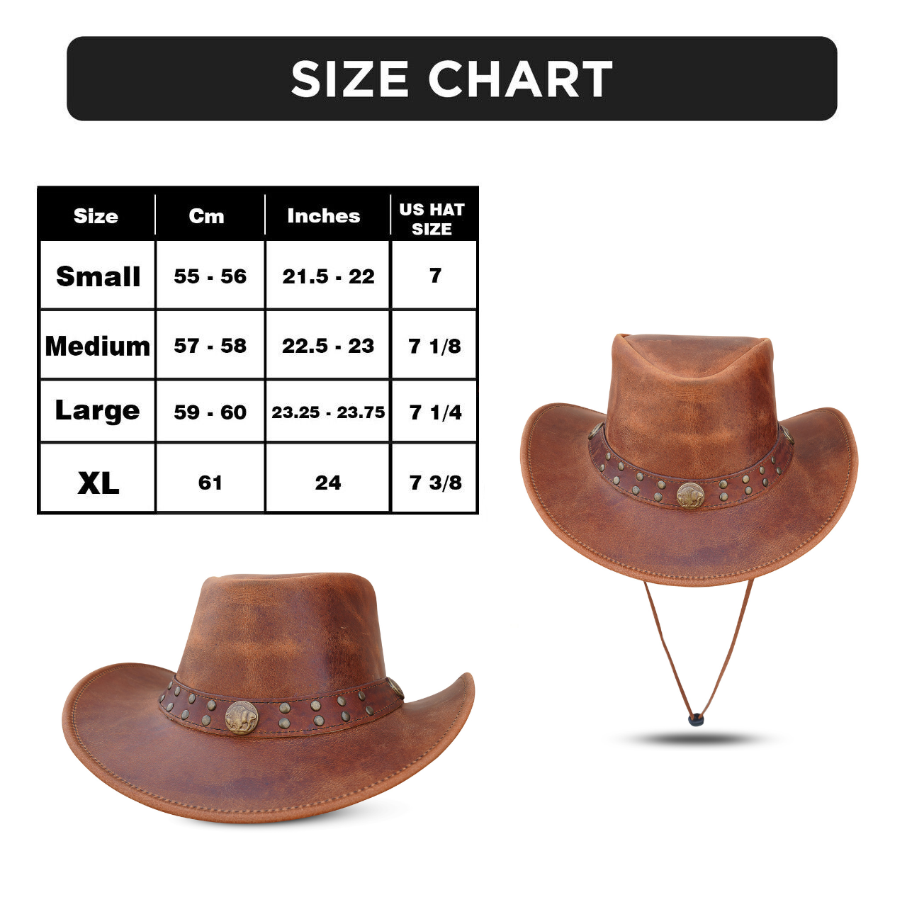 Unisex Shapeable Western Brown Leather Outback Cowboy Hat