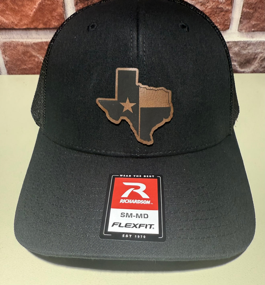 TEXAS MAP PATCH - Richardson Flex fit HEATHER Black /BLACK Cap Hat