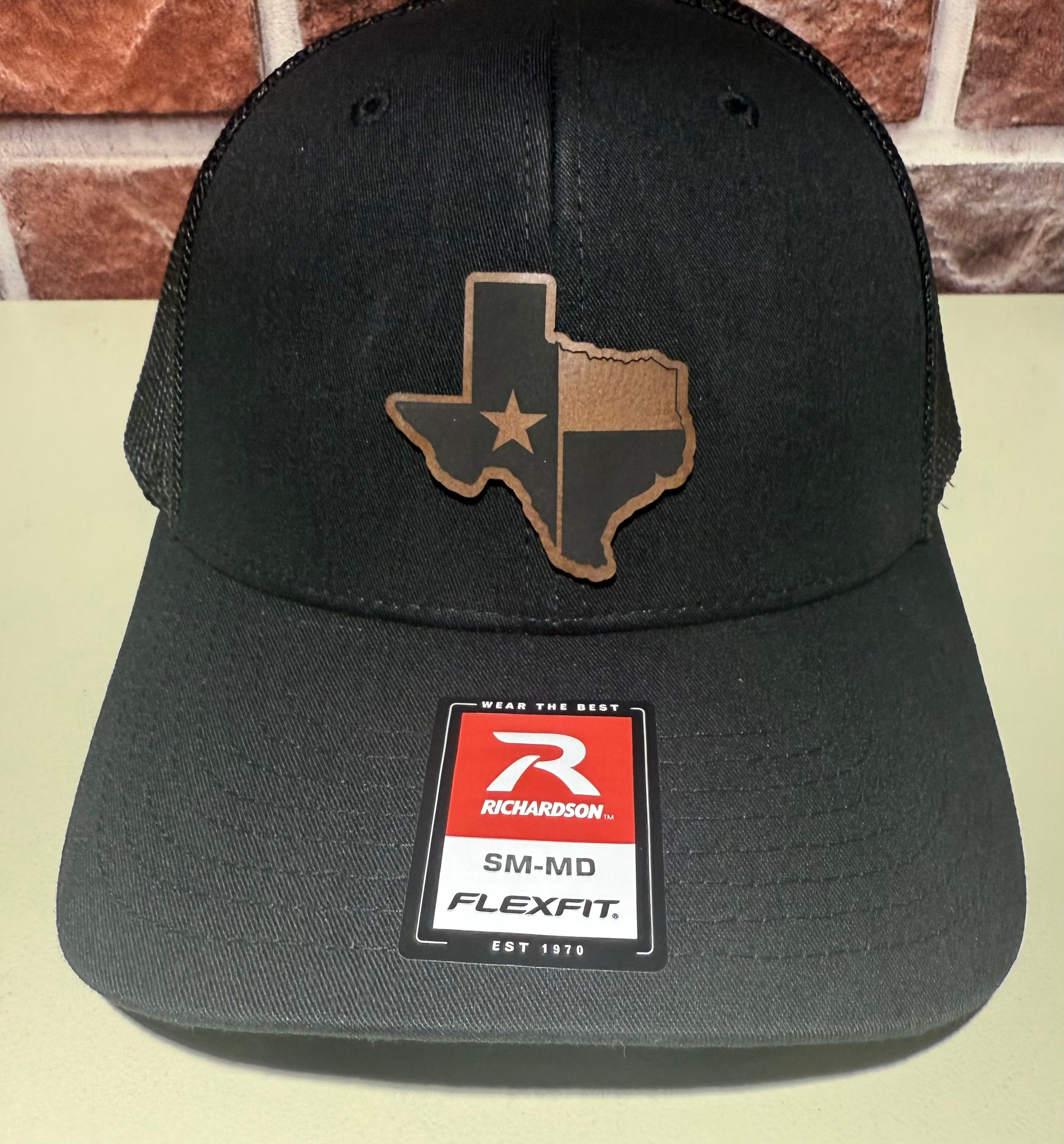 TEXAS MAP PATCH - Richardson Flex fit HEATHER Black /BLACK Cap Hat