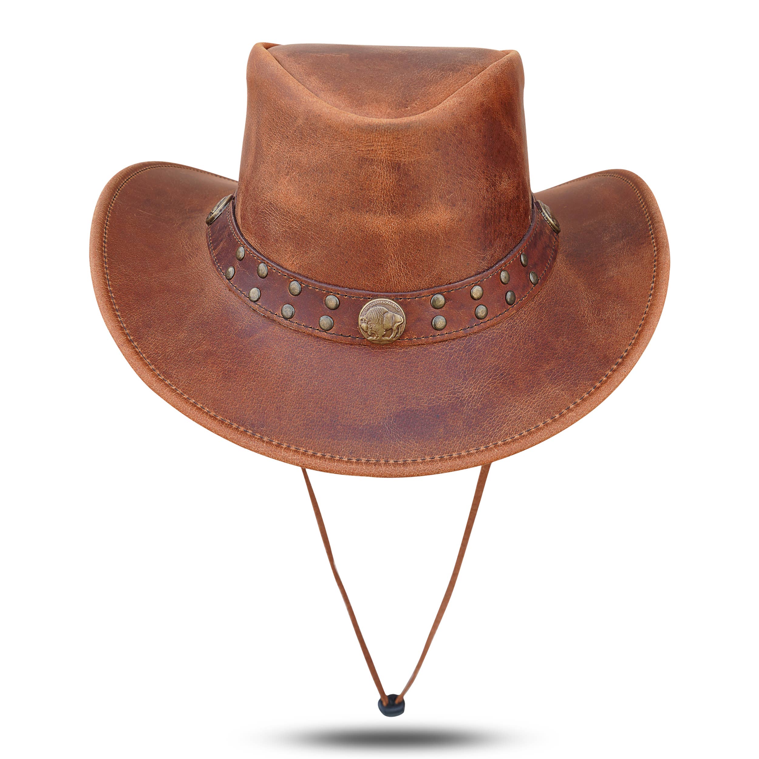 Unisex Shapeable Western Brown Leather Outback Cowboy Hat