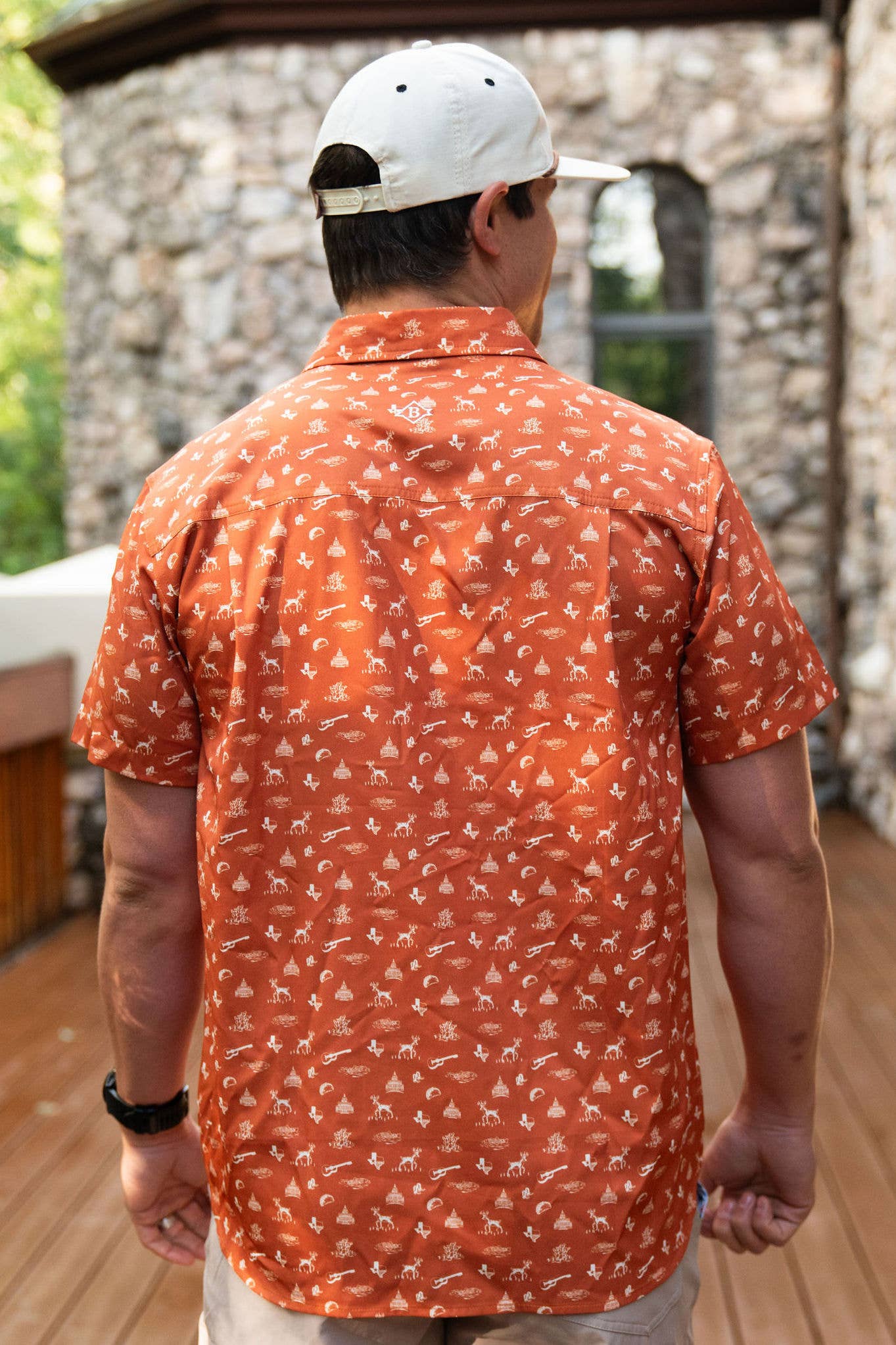 Burlebo Lone Star State (Orange) Performance Button Up -