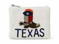 Texas Cowboy Boot Beaded Coin Purse – Handmade Western Zip Pouch