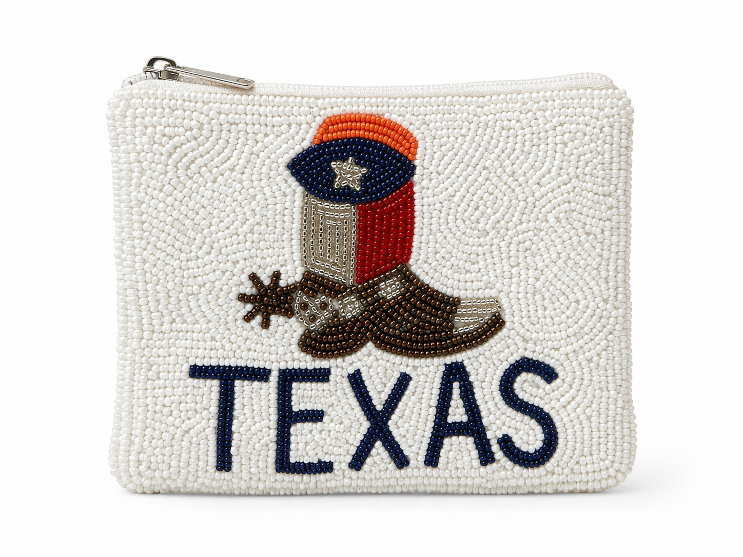 Texas Cowboy Boot Beaded Coin Purse – Handmade Western Zip Pouch