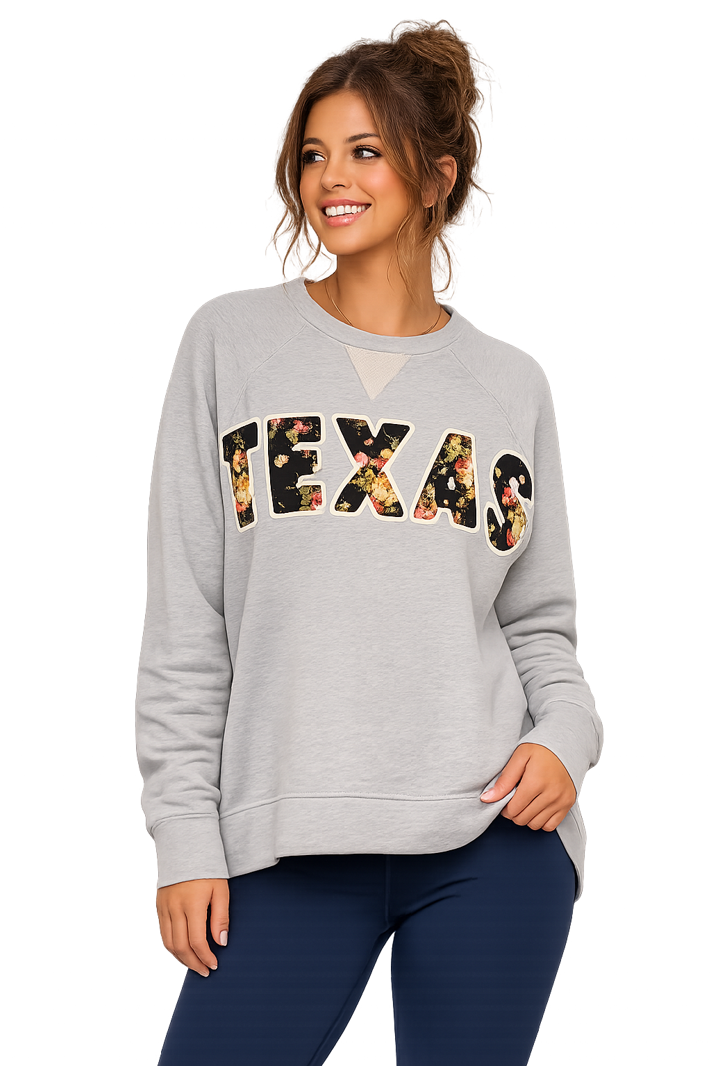 Floral Texas Oversized Sweatshirt – Heather Grey