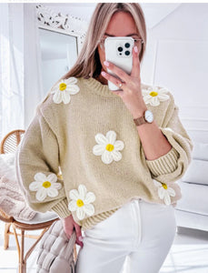 Flower Cable Knit  Sweater