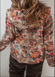 Vintage Paisley Floral Printed Sherpa Lined Hooded Jacket