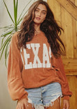 TEXAS corded light weight crewneck sweatshirt with stretch