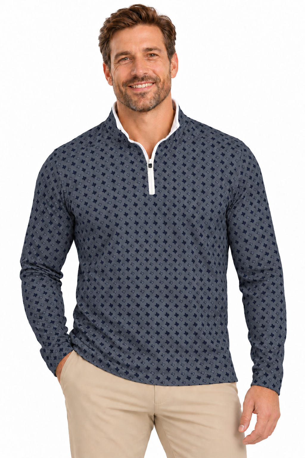Texas Performance 1/4 Zip Charcoal with Black Texas Shapes