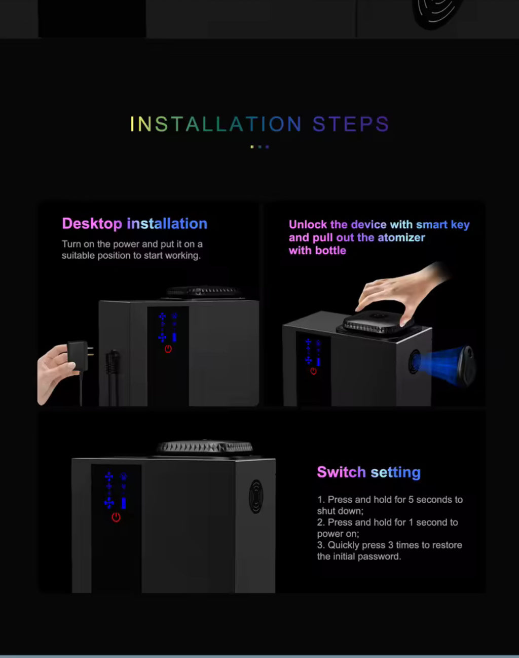 Large Diffuser 3000 SF and 2 Free 200 ml oil bottles  (Please Specify your choice of scent)