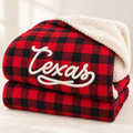 Texas Buffalo Plaid Flannel & Sherpa Blanket