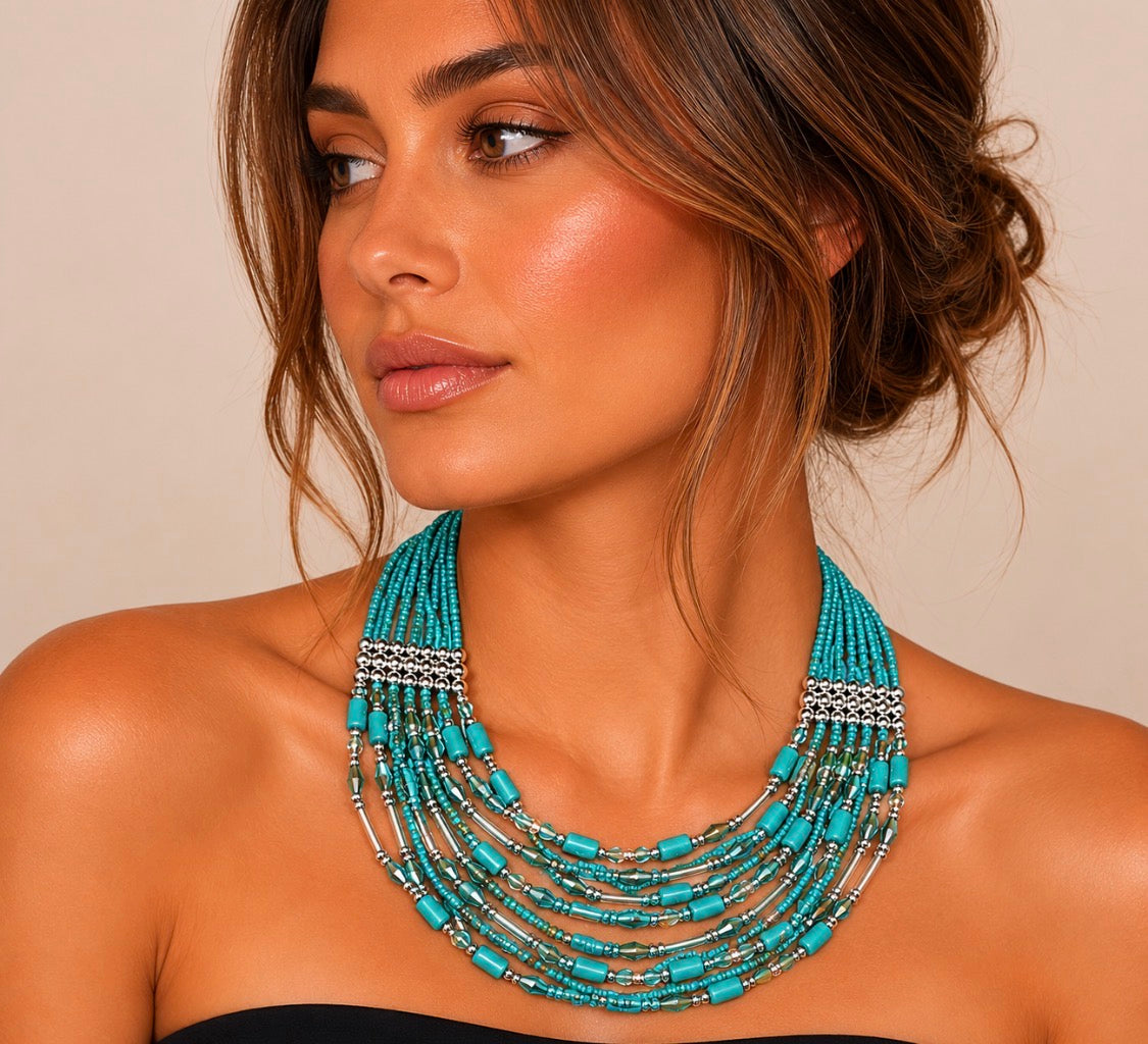 Western Luxe Multi-Layer Beaded Statement Necklace