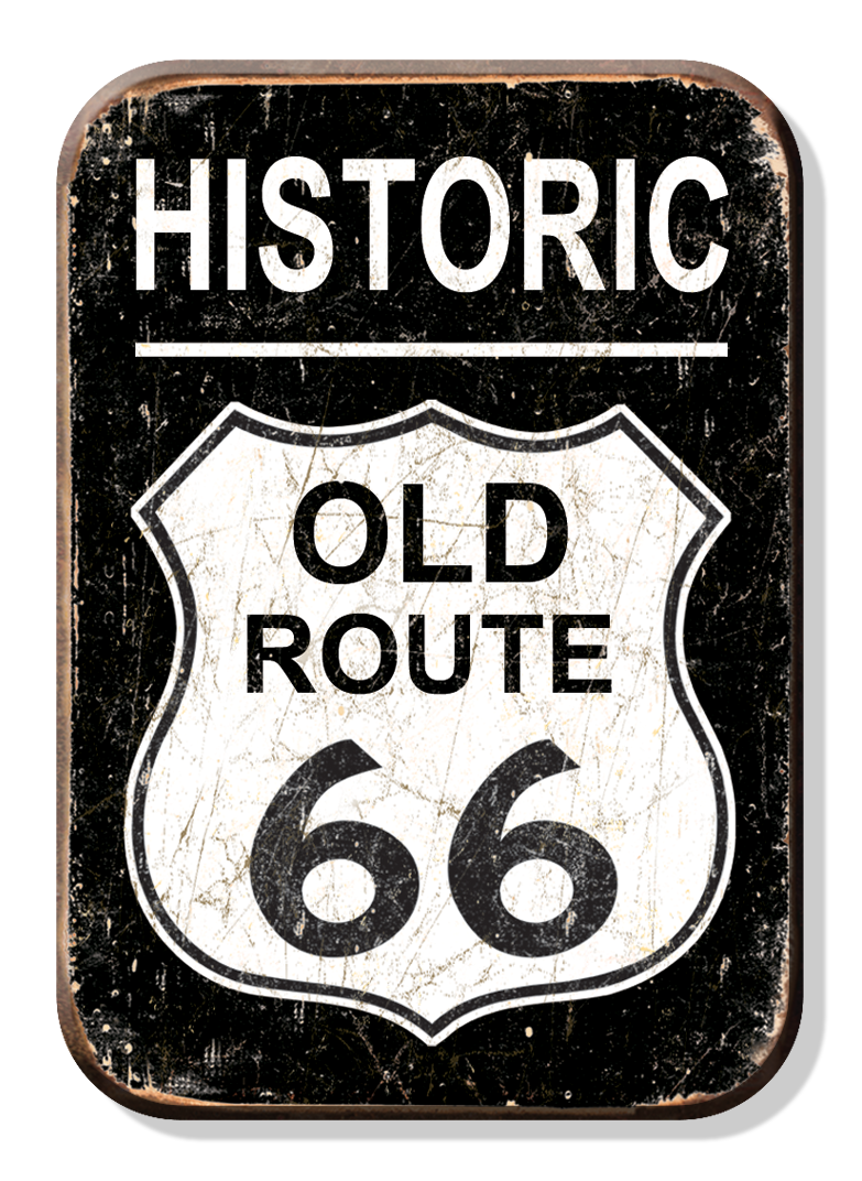 Magnet: Old Route 66 Metal wrapped with printed media