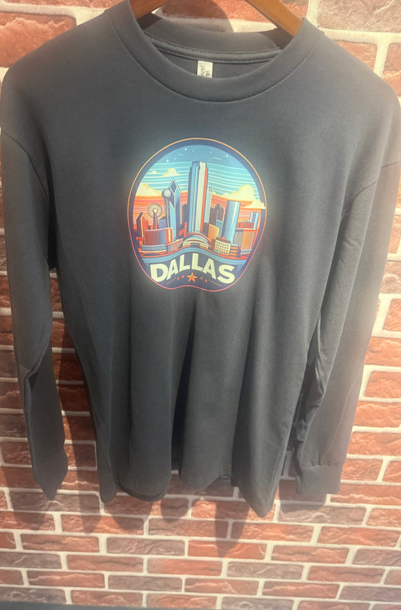 Dallas Vintage Skyline Heavyweight oversized Long Sleeve T-shirt