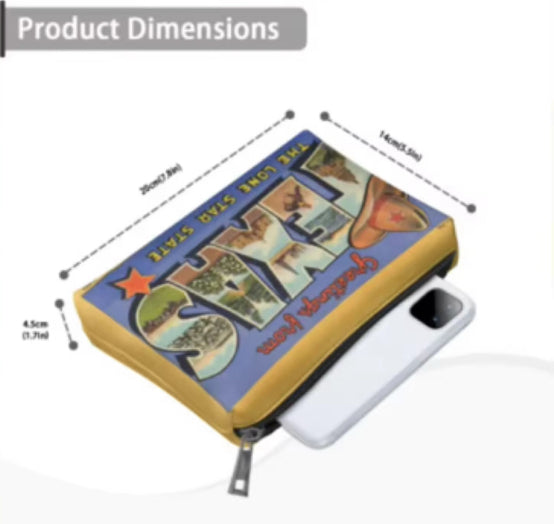 Texas historic postcard Designer Artist Collection Clutch  Bag