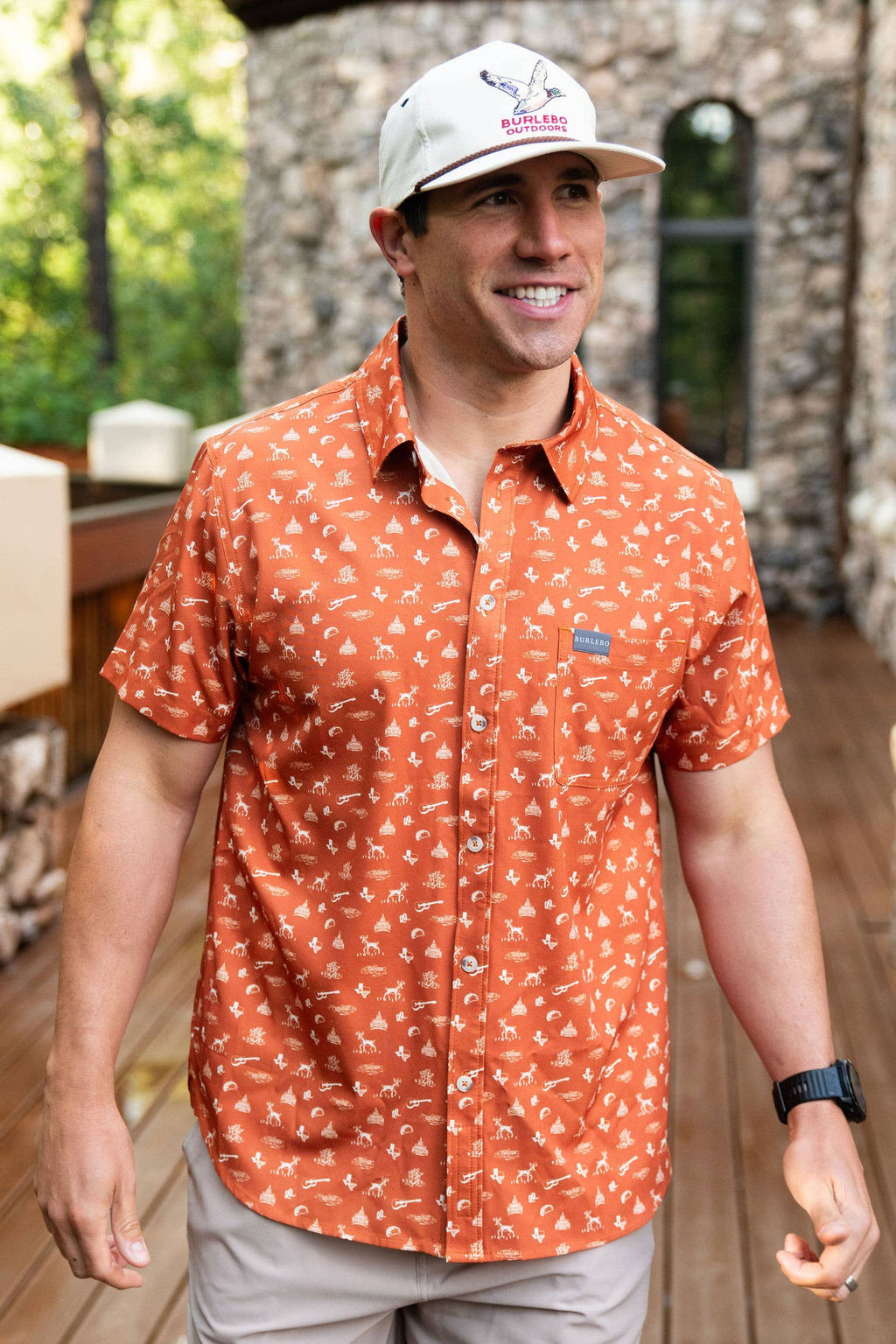 Burlebo Lone Star State (Orange) Performance Button Up -