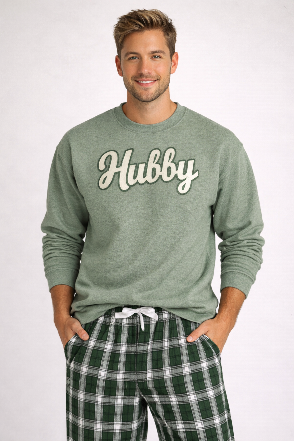 Green Flannel Pant White Plaid