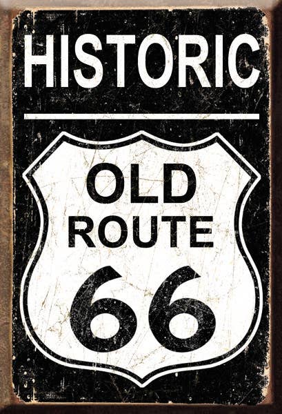 Magnet: Old Route 66 Metal wrapped with printed media