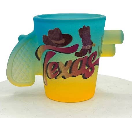 'TEXAS' State Gun Shaped Colorful Shot Glass 2 oz