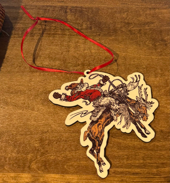 Santa Reindeer Rodeo, limited edition Ornament