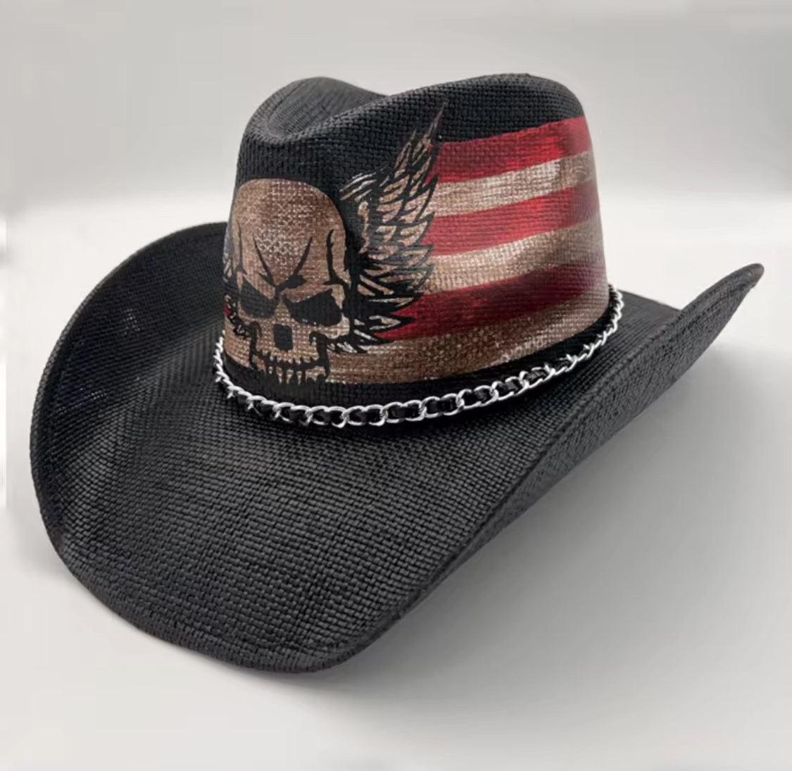 Rocker United White / Red /Black  Skull Cowboy Hat