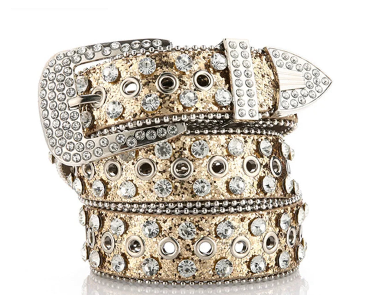 Rhinestone Cowboy Belt Gold
