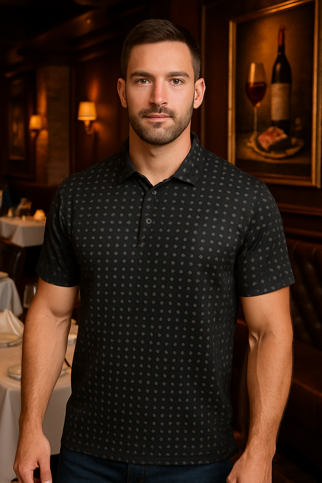 9 Texas State Performance Polo Black with Charcoal Texas States