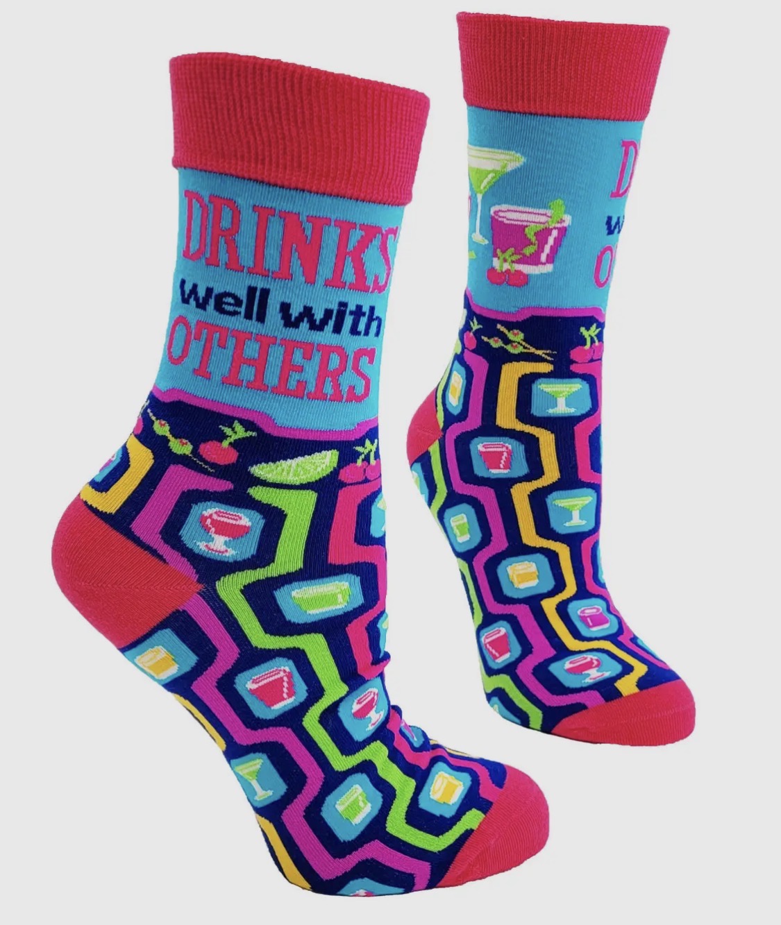 Drinks Well With Others Men's Novelty Crew Socks