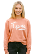 Texas chenille script crew soft brushed Sweatshirt