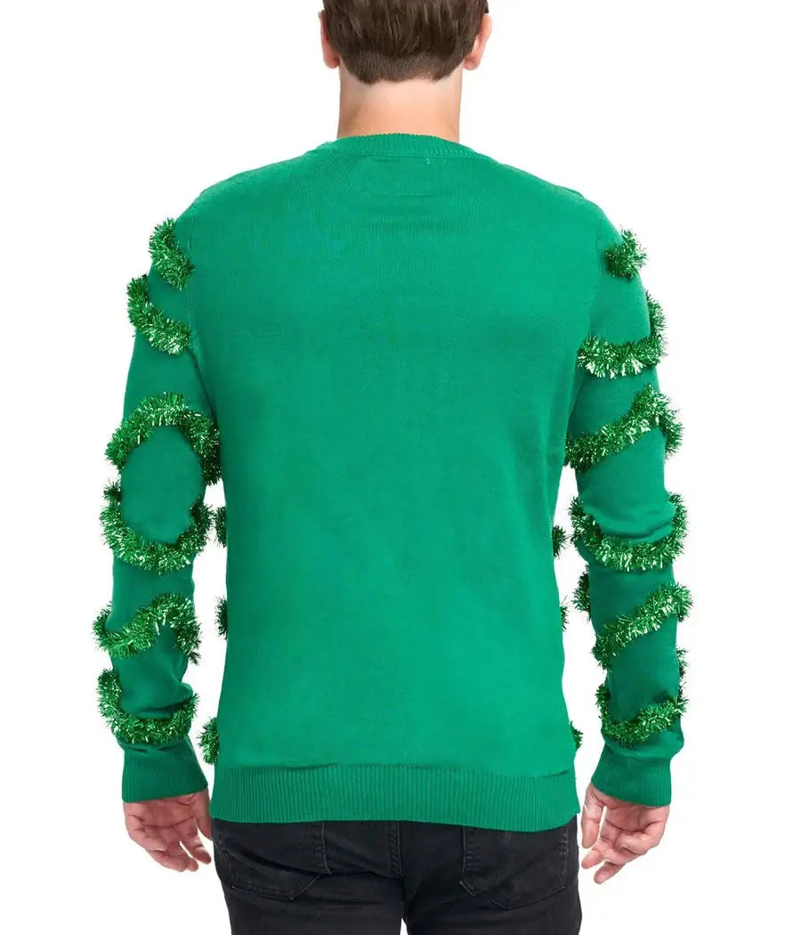 Gaudy Garland Men's Embellished Ugly Christmas Tree Sweater