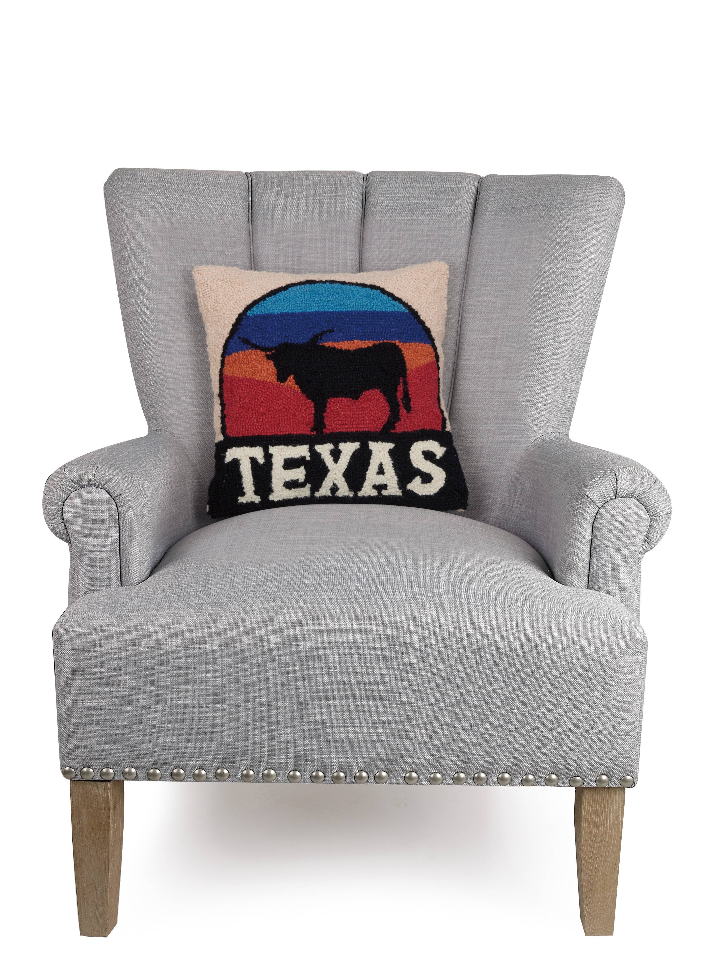 Longhorn In Sunset Hook Pillow