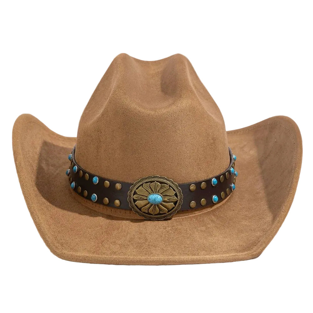 Western Turquoise Concho Strap Cowboy Hat