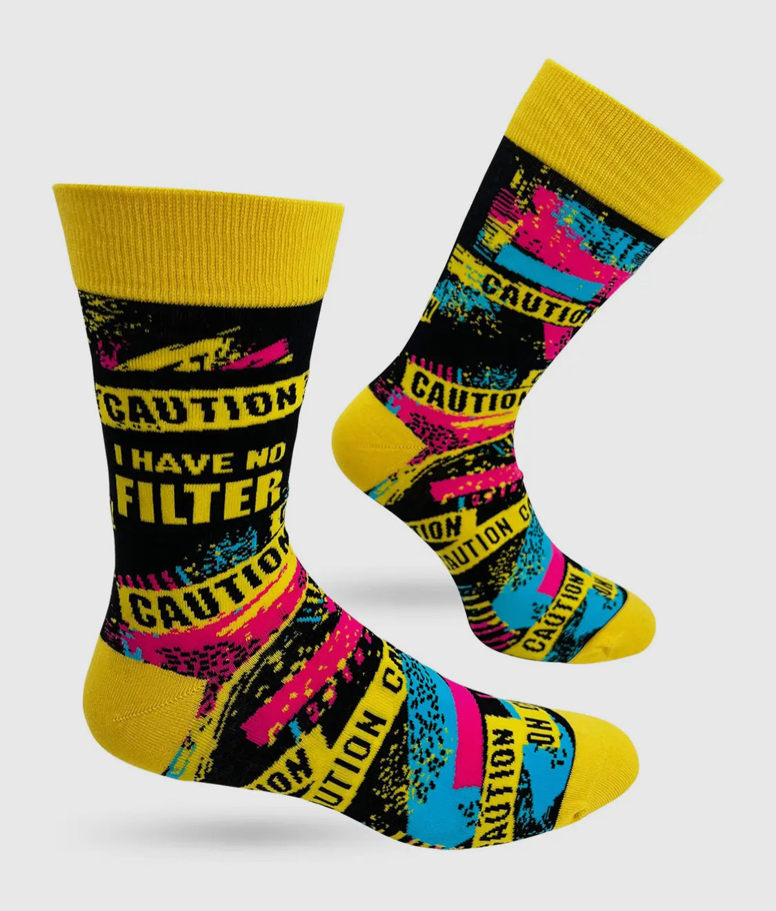 Caution I Have No Filter Men's Novelty Crew Socks