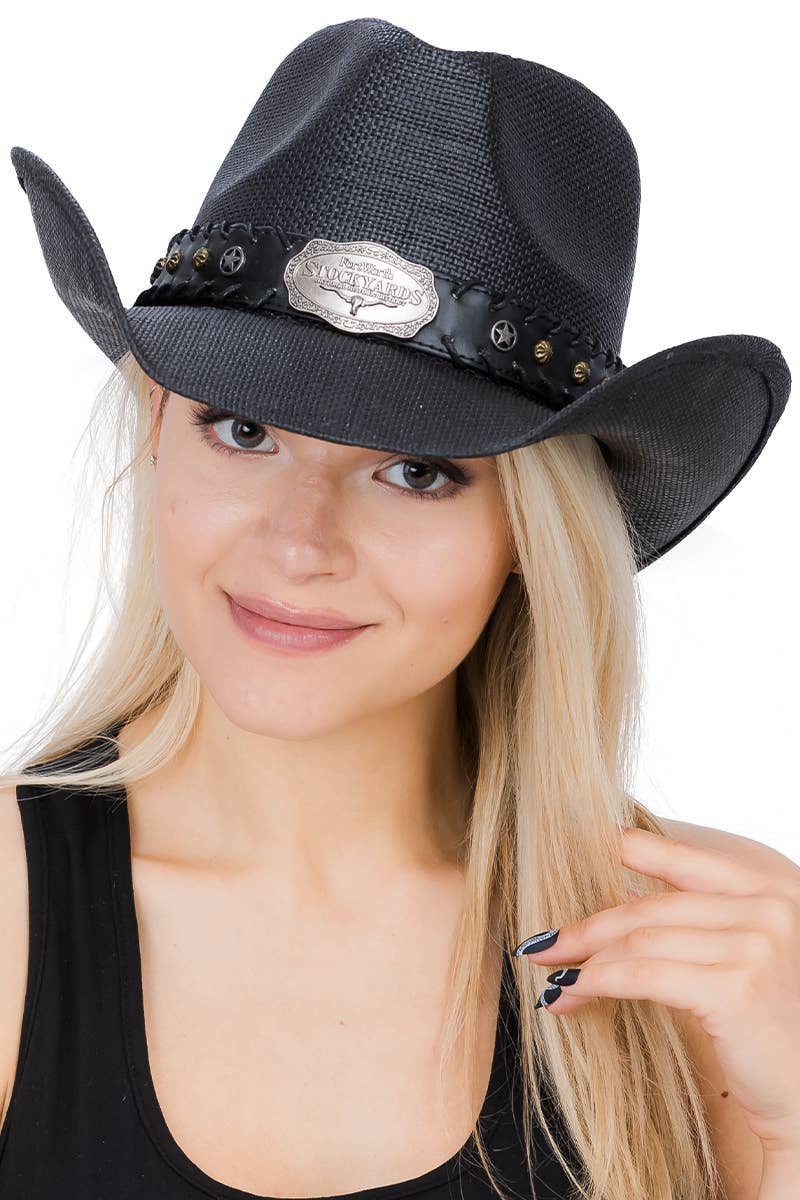 Fort Worth Stockyards Longhorn Western Cowboy Hat: BLACK / ONE SIZE