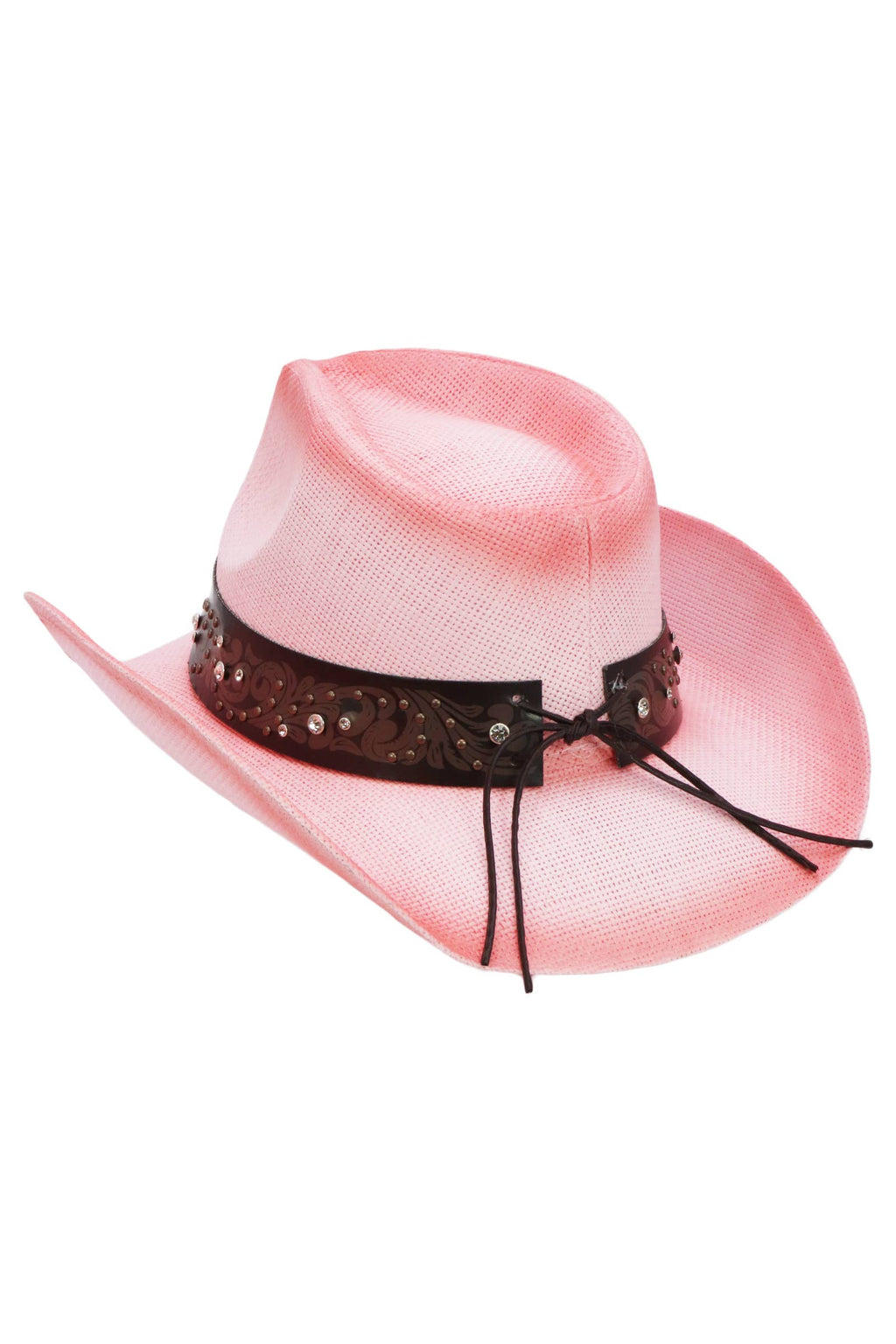 Heart Bling Rhinestone Belt Ombre Straw Cowboy Hat