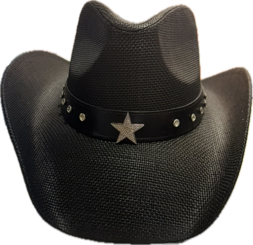 Star rhinestone, Black Cowboy Hat
