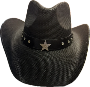 Star rhinestone, Black Cowboy Hat