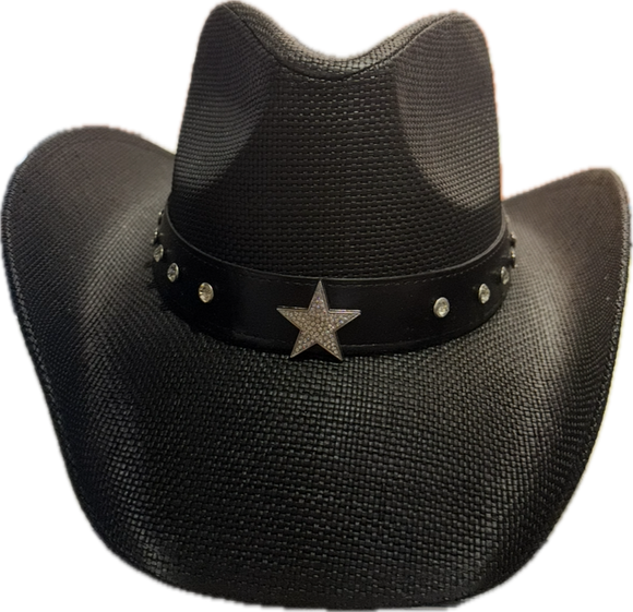 Star rhinestone, Black Cowboy Hat