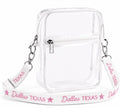 Dallas Texas Pink Beaded Strap Clear Stadium Crossbody Purse