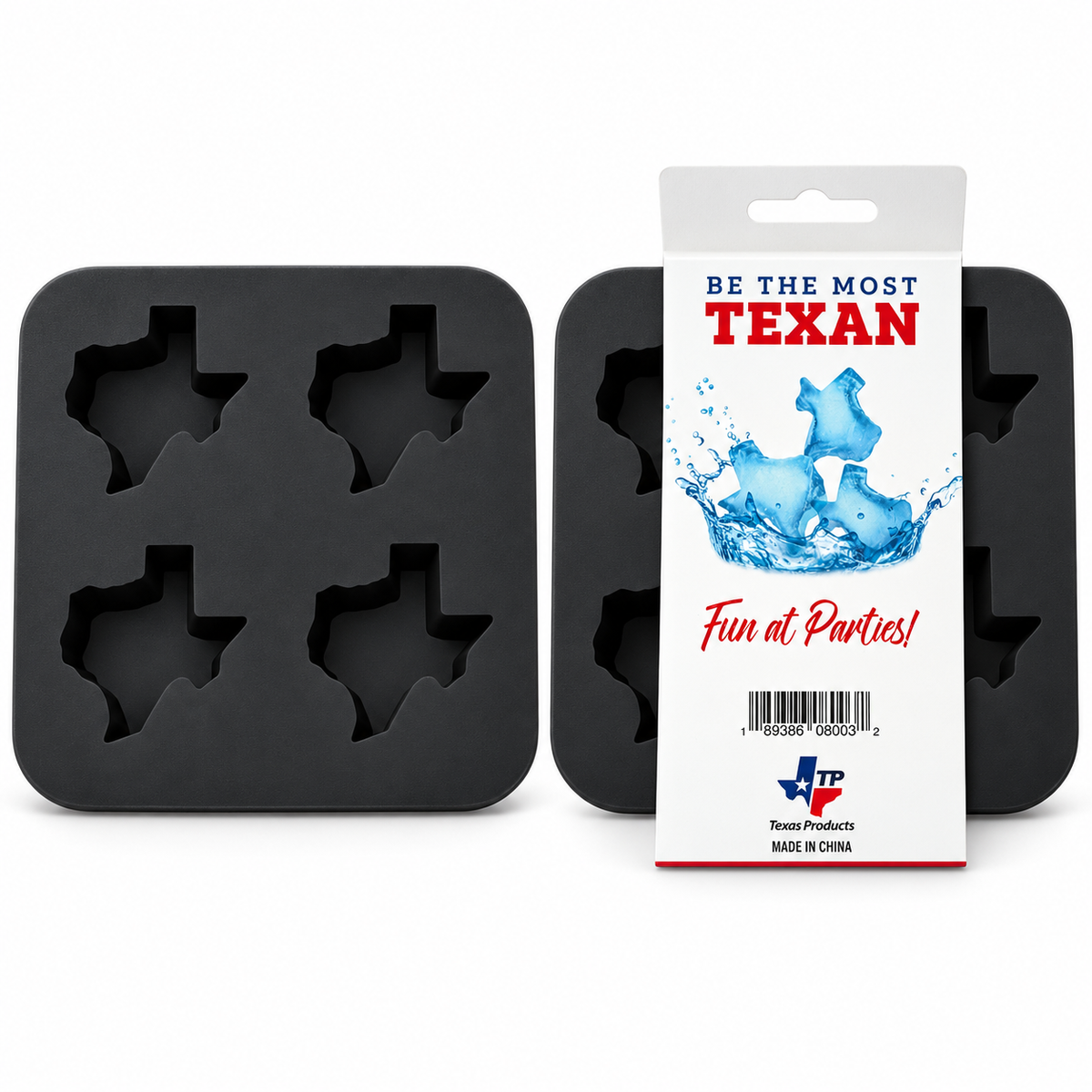 Texas-Shaped Silicone Ice Cube Tray – 4 Cubes