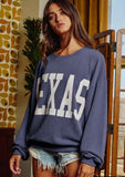 TEXAS corded light weight crewneck sweatshirt with stretch