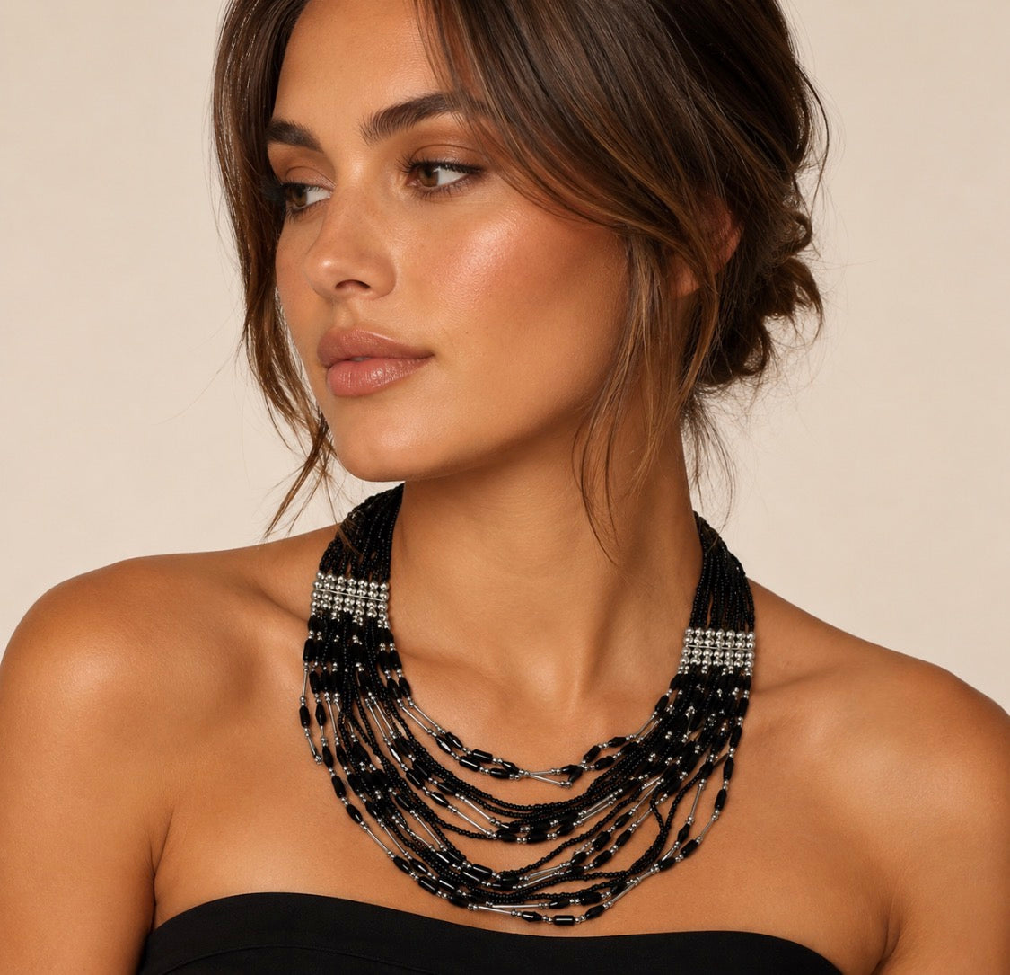 Western Luxe Multi-Layer Beaded Statement Necklace