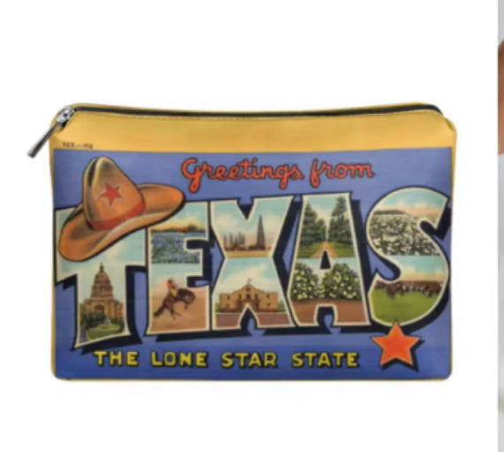 Texas historic postcard Designer Artist Collection Clutch  Bag