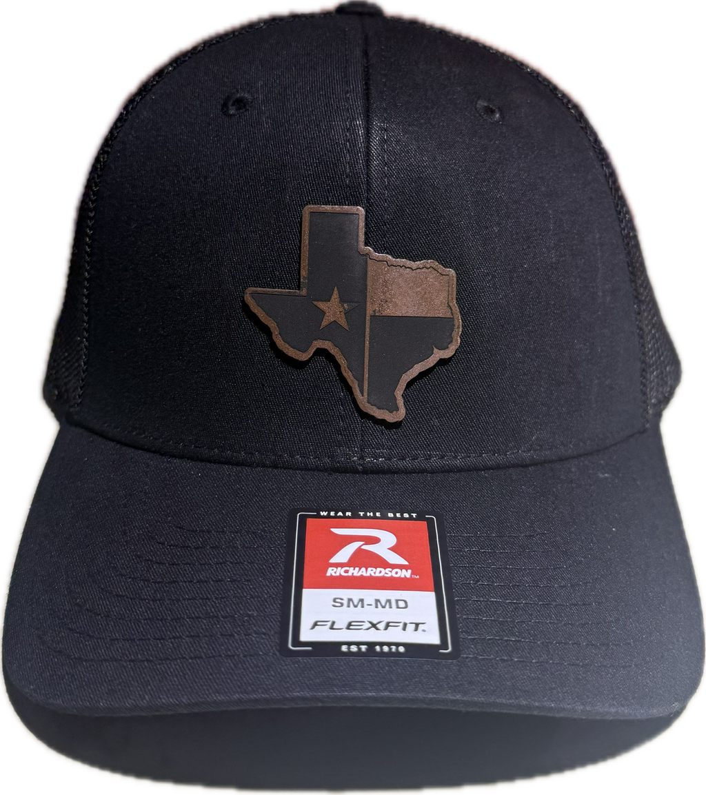 TEXAS MAP PATCH - Richardson Flex fit HEATHER Black /BLACK Cap Hat