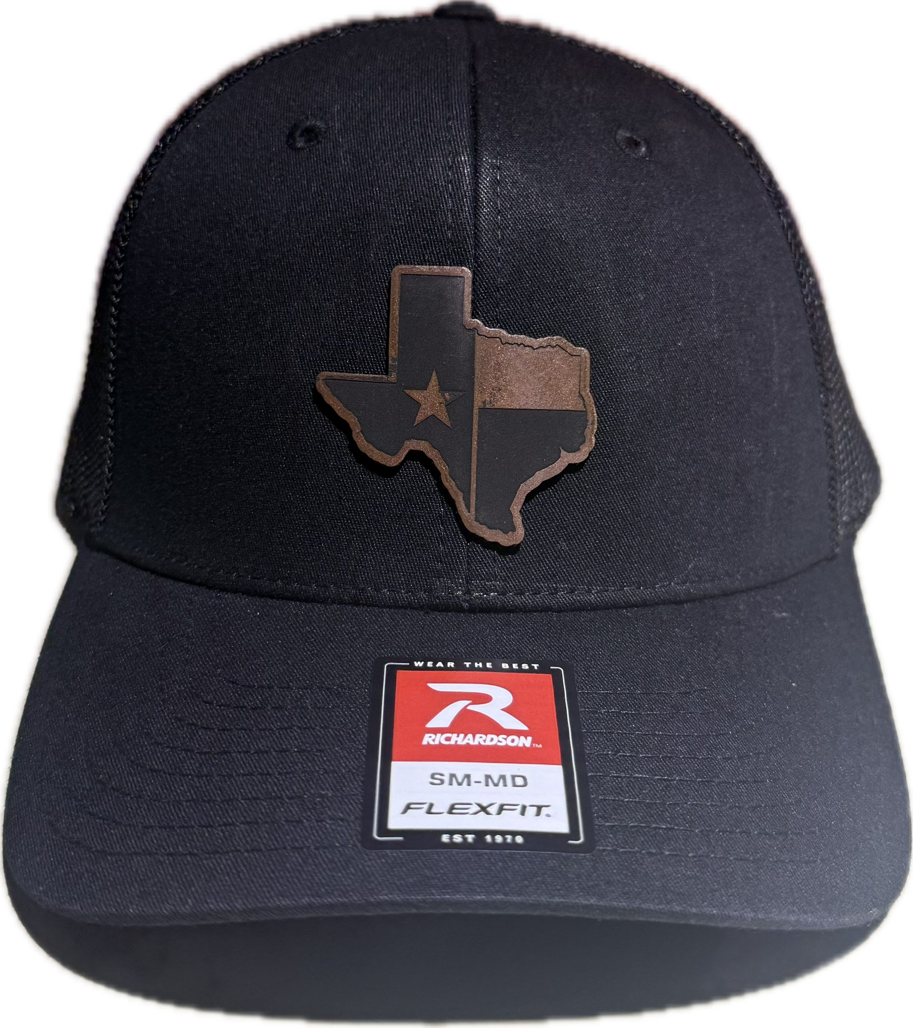 TEXAS MAP PATCH - Richardson Flex fit HEATHER Black /BLACK Cap Hat