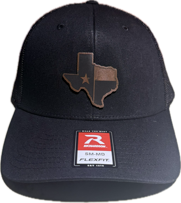 TEXAS MAP PATCH - Richardson Flex fit HEATHER Black /BLACK Cap Hat