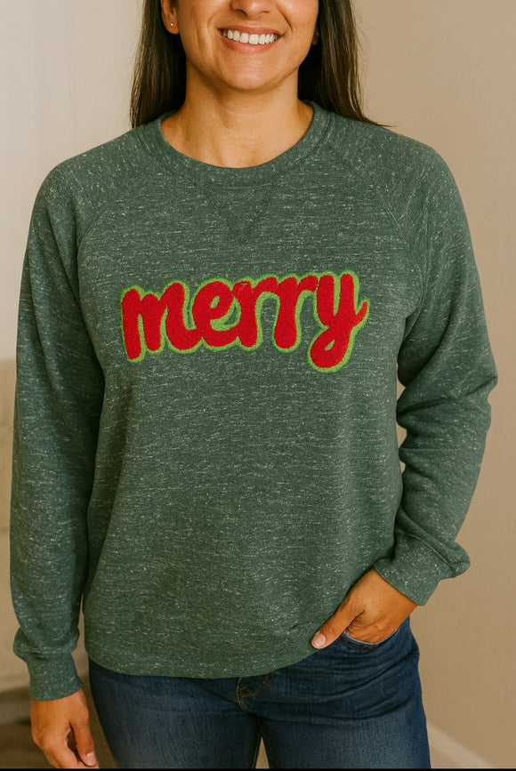 Merry crewneck, snow fleece SWEATSHIRT