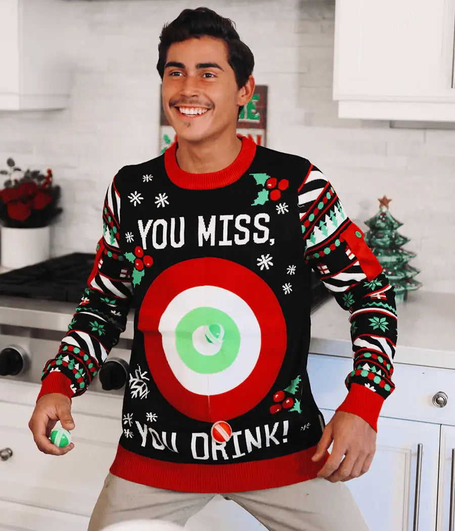 Drinking Game Men's Fun Ugly Christmas Sweater
