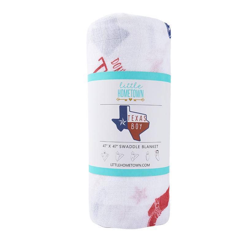Texas Baby Boy Muslin Swaddle Receiving Blanket Soft Bamboo Cotton Blend