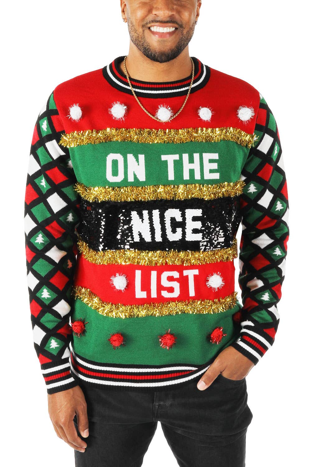 Men's Naughty or Nice Reversible Ugly Christmas Sweater