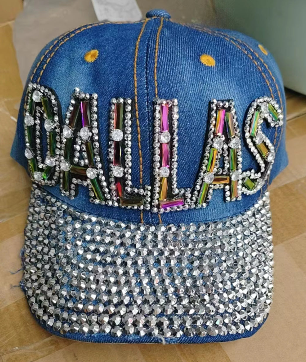 Dallas Bling EMBROIDERED STUDDED BASEBALL CAP
